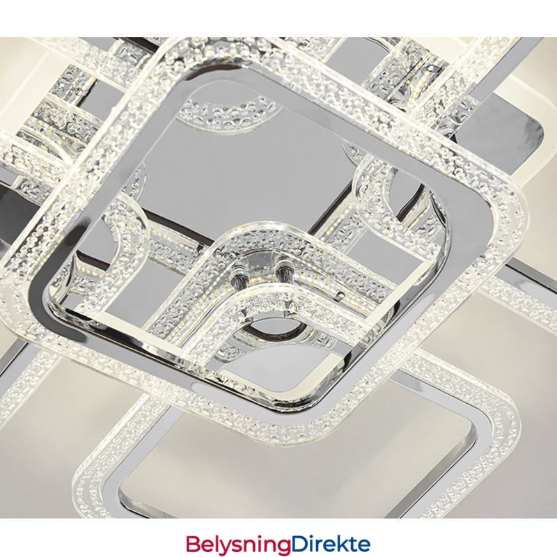 Innfelt Krom Akryl Firkantet Taklampe Med 5 Lys