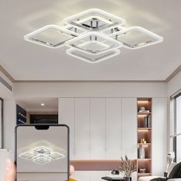 Innfelt Krom Akryl Firkantet Taklampe Med 5 Lys