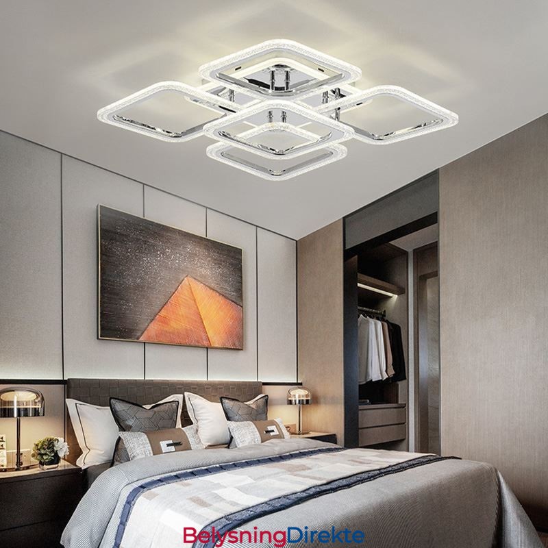 Innfelt Krom Akryl Firkantet Taklampe Med 5 Lys