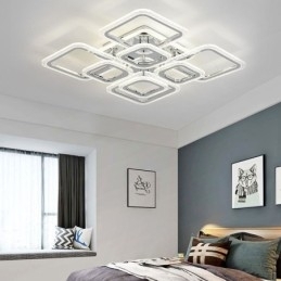 Innfelt Akryl Firkantet Taklampe I Krom, 8 Lys