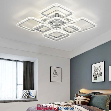 Innfelt Akryl Firkantet Taklampe I Krom, 8 Lys