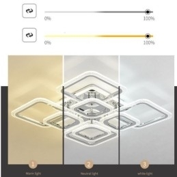 Innfelt Akryl Firkantet Taklampe I Krom, 8 Lys