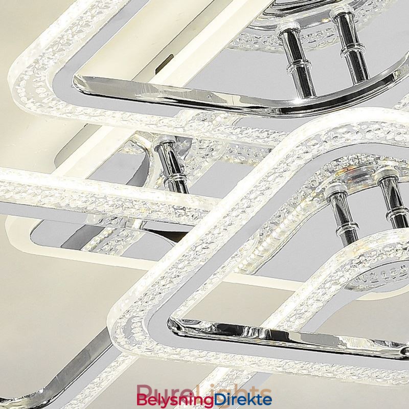 Innfelt Akryl Firkantet Taklampe I Krom, 8 Lys