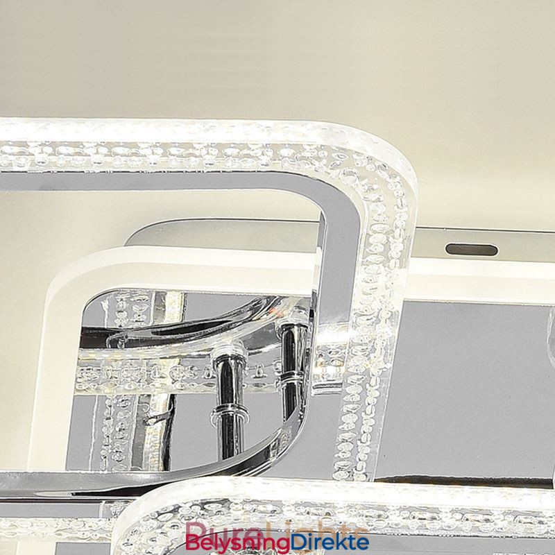 Innfelt Akryl Firkantet Taklampe I Krom, 8 Lys