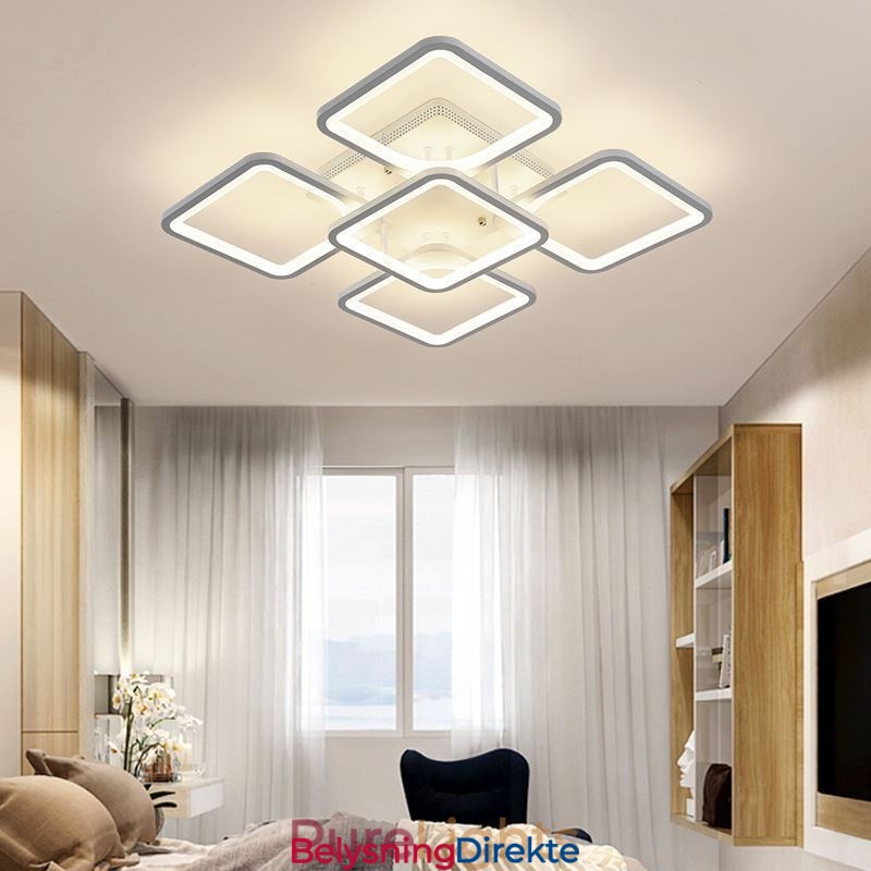 Innfelt Hvit Akryl Firkantet Taklampe Med 5 Lys Og 8 Lys