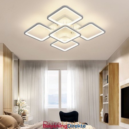 Innfelt Hvit Akryl Firkantet Taklampe Med 5 Lys Og 8 Lys