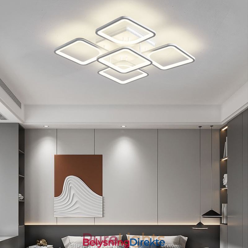 Innfelt Hvit Akryl Firkantet Taklampe Med 5 Lys Og 8 Lys