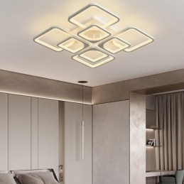 Innfelt Hvit Akryl Firkantet Taklampe Med 5 Lys Og 8 Lys