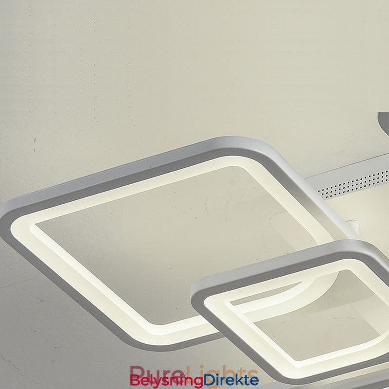 Innfelt Hvit Akryl Firkantet Taklampe Med 5 Lys Og 8 Lys