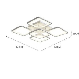 Innfelt Hvit Akryl Firkantet Taklampe Med 5 Lys Og 8 Lys