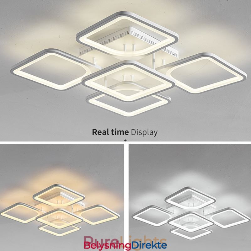 Innfelt Hvit Akryl Firkantet Taklampe Med 5 Lys Og 8 Lys