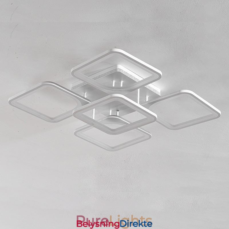 Innfelt Hvit Akryl Firkantet Taklampe Med 5 Lys Og 8 Lys