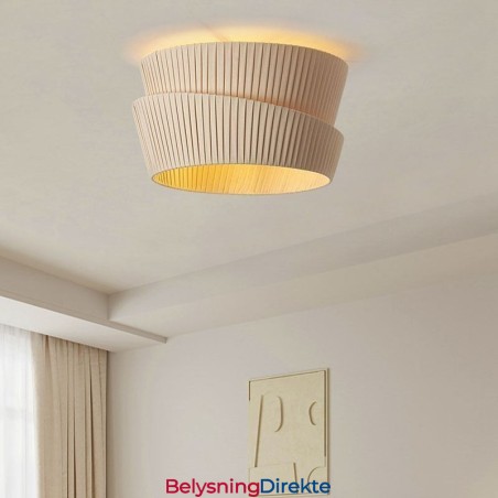 Wabi Sabi Innfelt Taklampe I Fransk Kremfarget Stil Med Dobbelt Stoffskjerm