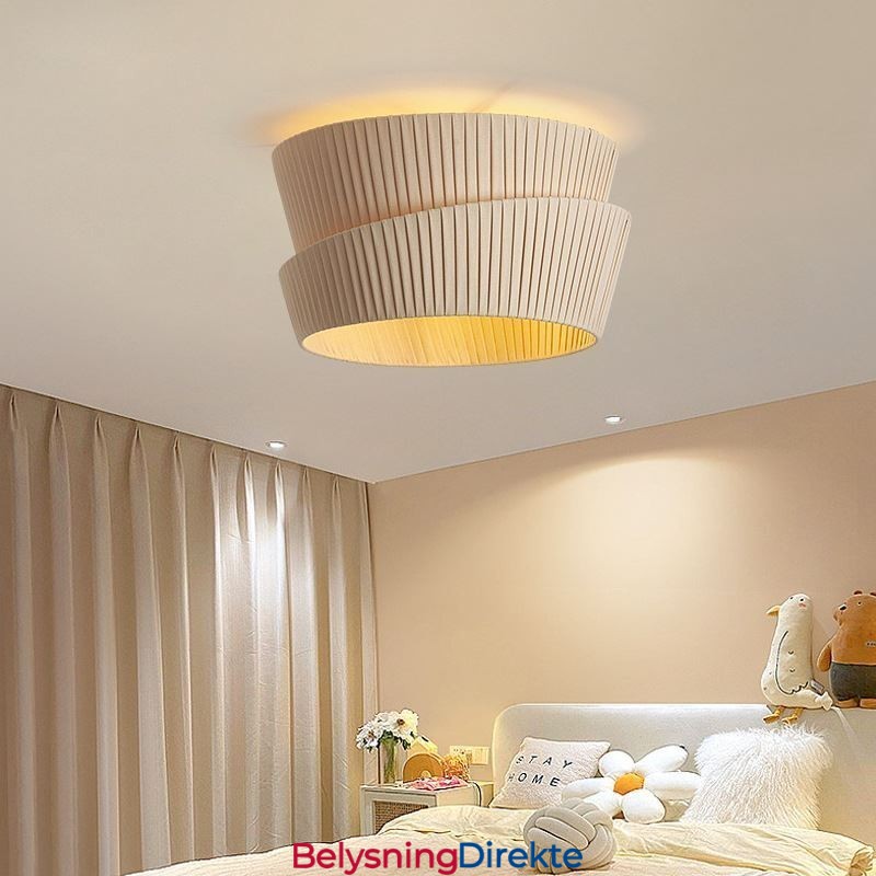 Wabi Sabi Innfelt Taklampe I Fransk Kremfarget Stil Med Dobbelt Stoffskjerm