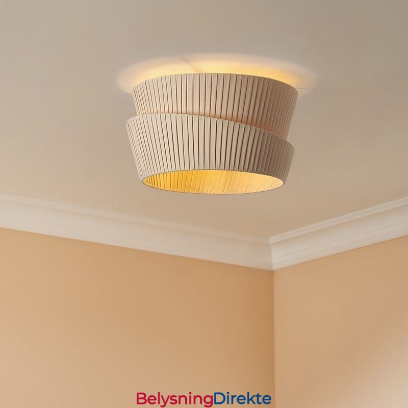 Wabi Sabi Innfelt Taklampe I Fransk Kremfarget Stil Med Dobbelt Stoffskjerm