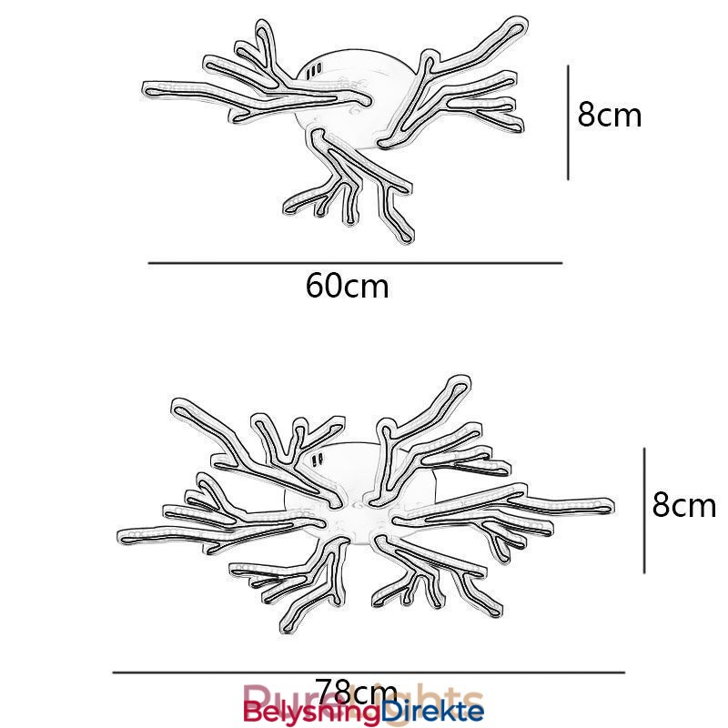 Innfelt Taklampe I Akryl Med Gren