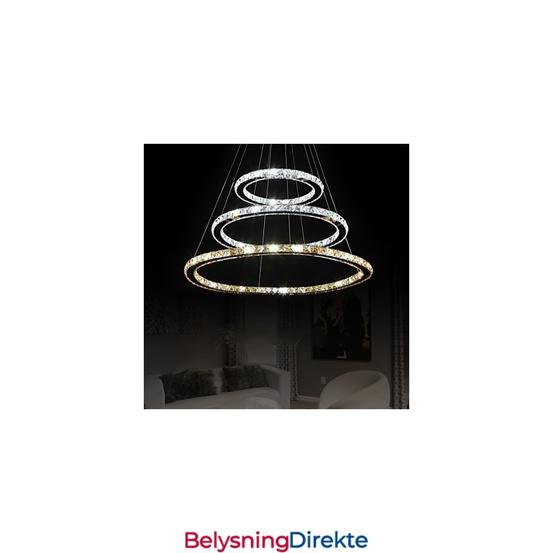 Pendellamper I Ravfarget Og Klar K9 Krystalllysekrone Med 3 Ringer