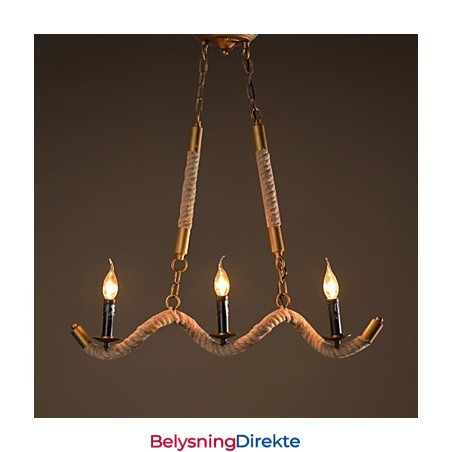 Lysekrone I Hamp Vintage Anheng Smijerns Bølgeformet Hamptaulysekrone