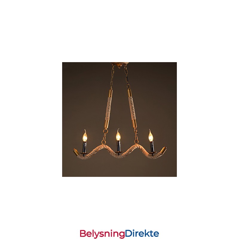 Lysekrone I Hamp Vintage Anheng Smijerns Bølgeformet Hamptaulysekrone