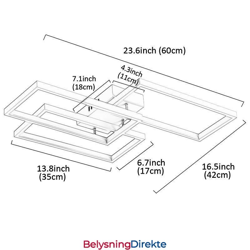 Innfelt Akryl Geometrisk Rektangulær Taklampe