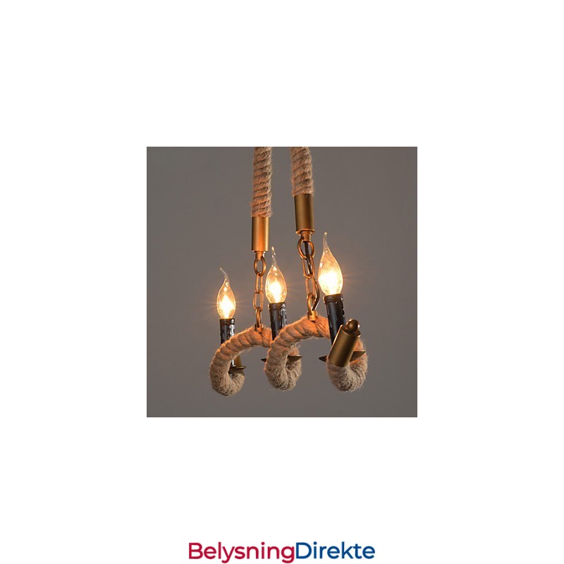 Lysekrone I Hamp Vintage Anheng Smijerns Bølgeformet Hamptaulysekrone