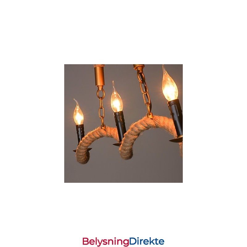 Lysekrone I Hamp Vintage Anheng Smijerns Bølgeformet Hamptaulysekrone