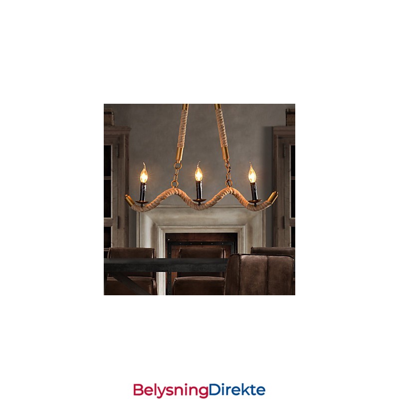 Lysekrone I Hamp Vintage Anheng Smijerns Bølgeformet Hamptaulysekrone