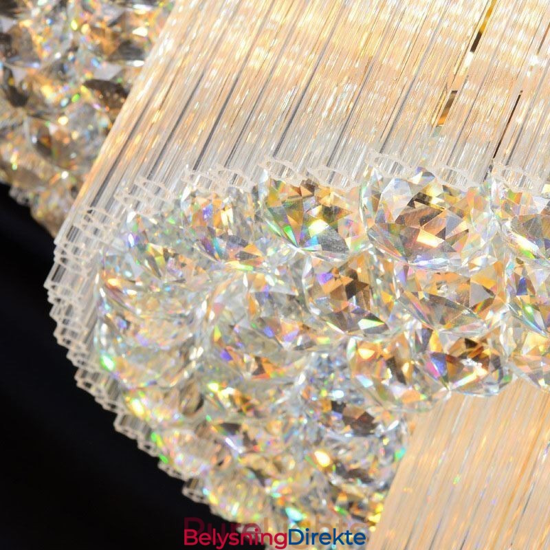 Rund Krystalltaklampe Med Fjernkontroll, Innfelt, 80 Cm