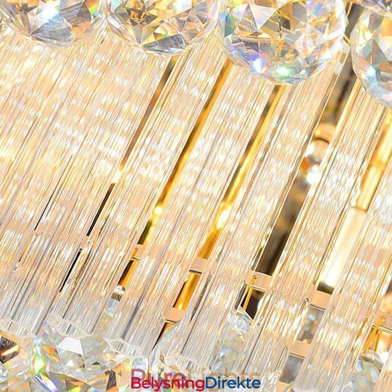 Rund Krystalltaklampe Med Fjernkontroll, Innfelt, 80 Cm