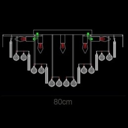 Rund Krystalltaklampe Med Fjernkontroll, Innfelt, 80 Cm