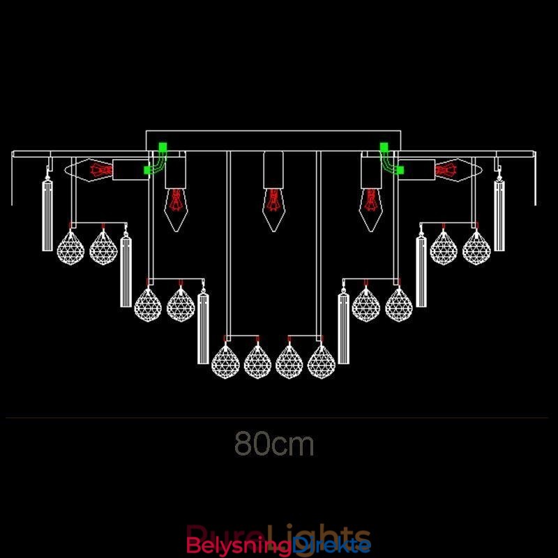 Rund Krystalltaklampe Med Fjernkontroll, Innfelt, 80 Cm
