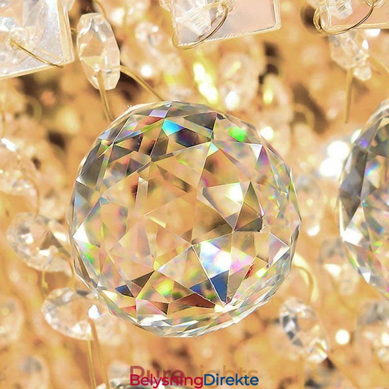 Rund Krystalltaklampe Med Fjernkontroll, Innfelt, 80 Cm