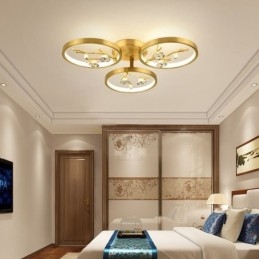 Innfelt Taklampe I Kobber Med Kunstgren, Plommeblomst