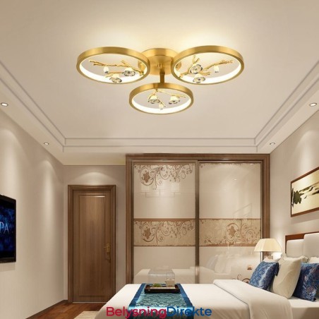 Innfelt Taklampe I Kobber Med Kunstgren, Plommeblomst