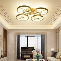 Innfelt Taklampe I Kobber Med Kunstgren, Plommeblomst