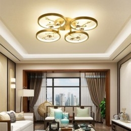 Innfelt Taklampe I Kobber Med Kunstgren, Plommeblomst