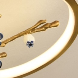 Innfelt Taklampe I Kobber Med Kunstgren, Plommeblomst