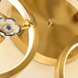 Innfelt Taklampe I Kobber Med Kunstgren, Plommeblomst