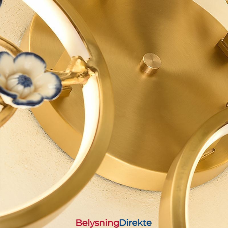 Innfelt Taklampe I Kobber Med Kunstgren, Plommeblomst