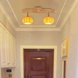 Dobbel Liten Japansk Retro Taklampe Med Gresskar Og Innfelt Tak