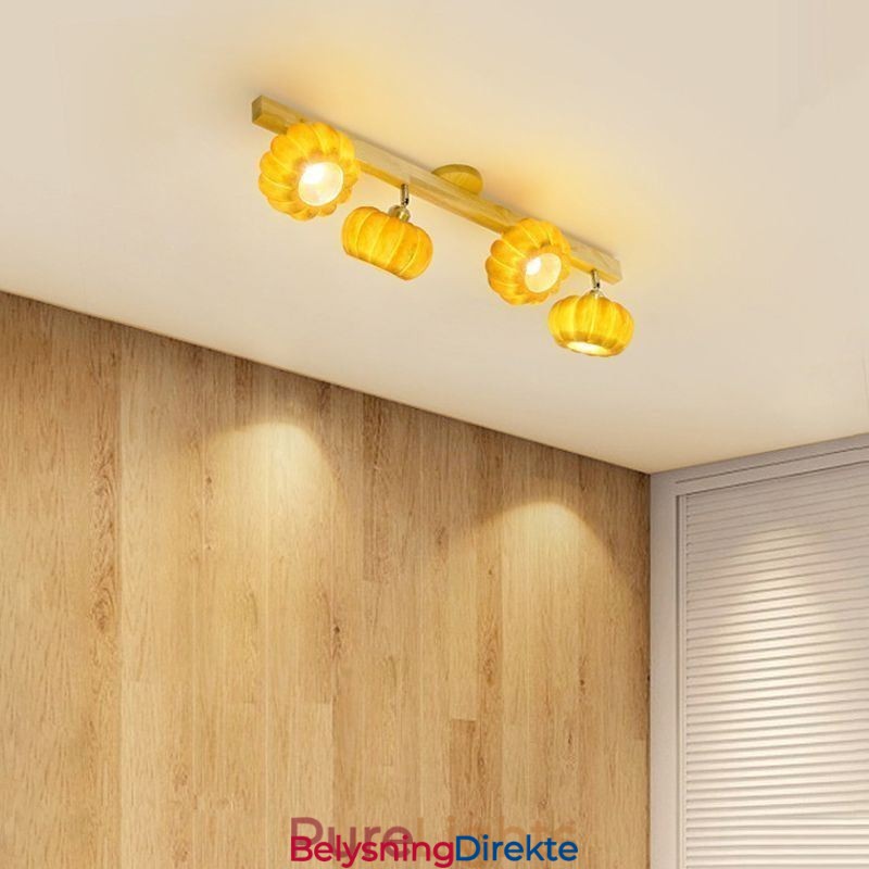 Dobbel Liten Japansk Retro Taklampe Med Gresskar Og Innfelt Tak