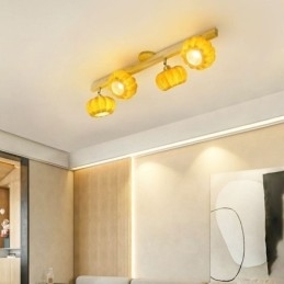 Dobbel Liten Japansk Retro Taklampe Med Gresskar Og Innfelt Tak