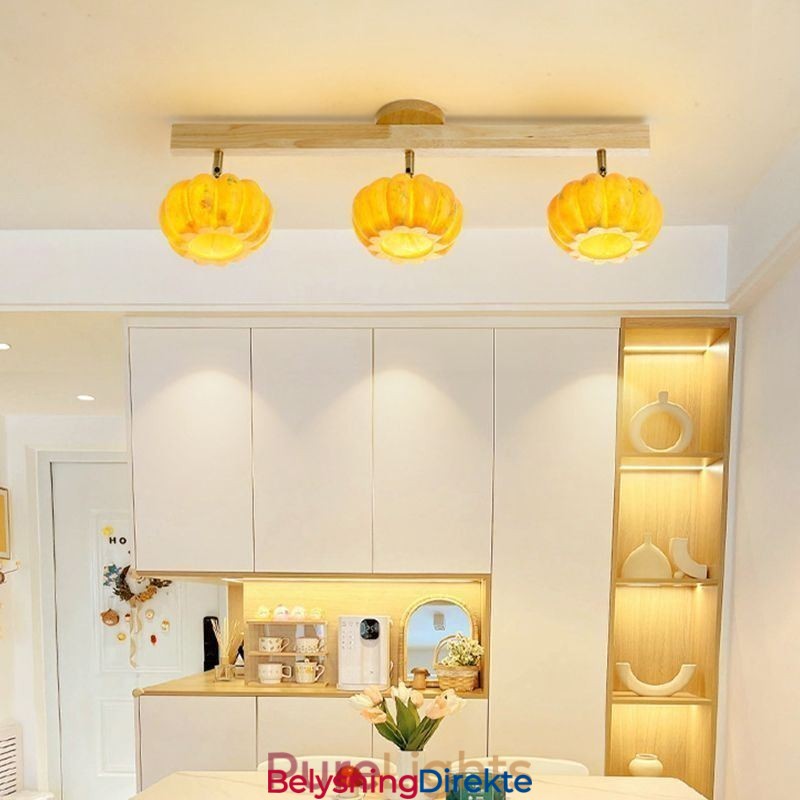 Dobbel Liten Japansk Retro Taklampe Med Gresskar Og Innfelt Tak