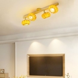 Dobbel Liten Japansk Retro Taklampe Med Gresskar Og Innfelt Tak