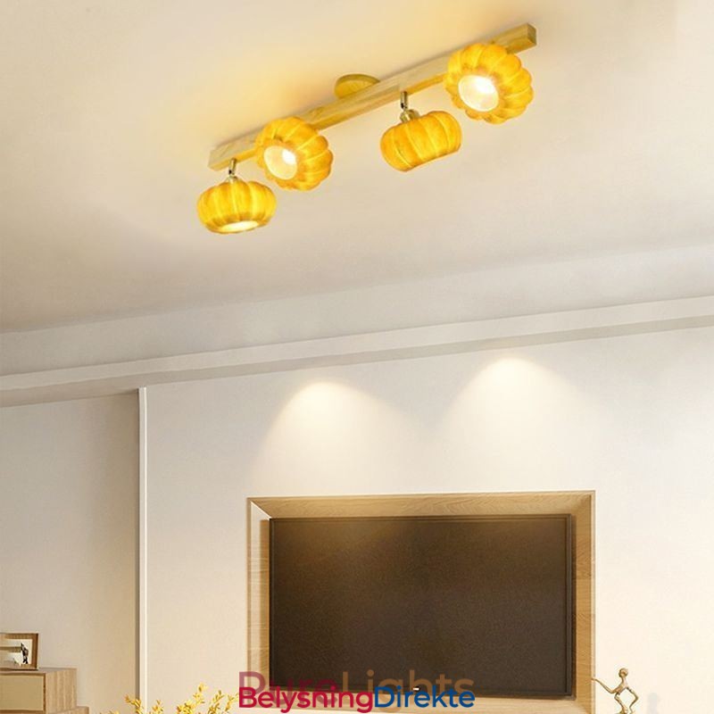 Dobbel Liten Japansk Retro Taklampe Med Gresskar Og Innfelt Tak