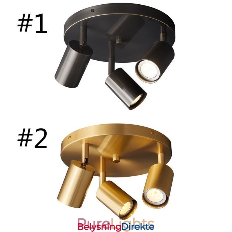 Moderne Innfelt Gyllen Svart Innfelt Med 3 Lys Kobber Kunstbelysning