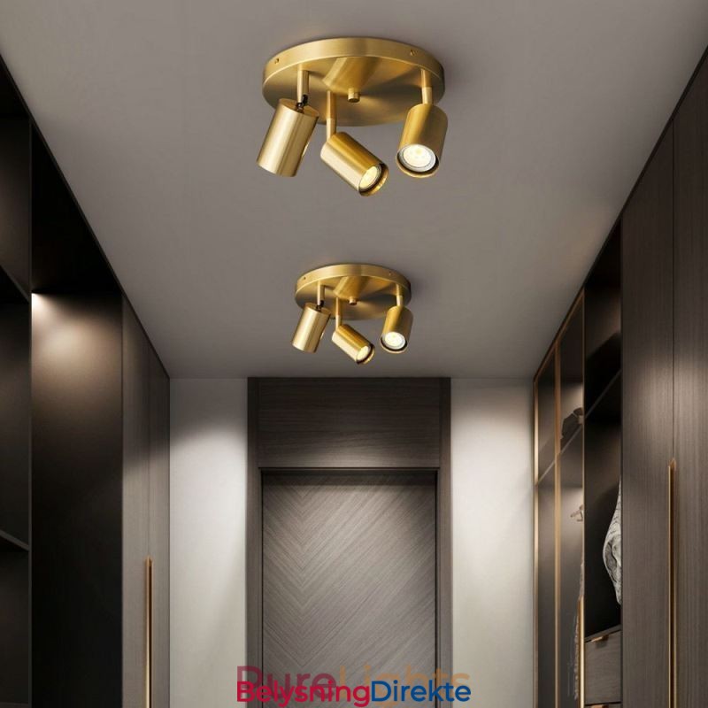 Moderne Innfelt Gyllen Svart Innfelt Med 3 Lys Kobber Kunstbelysning