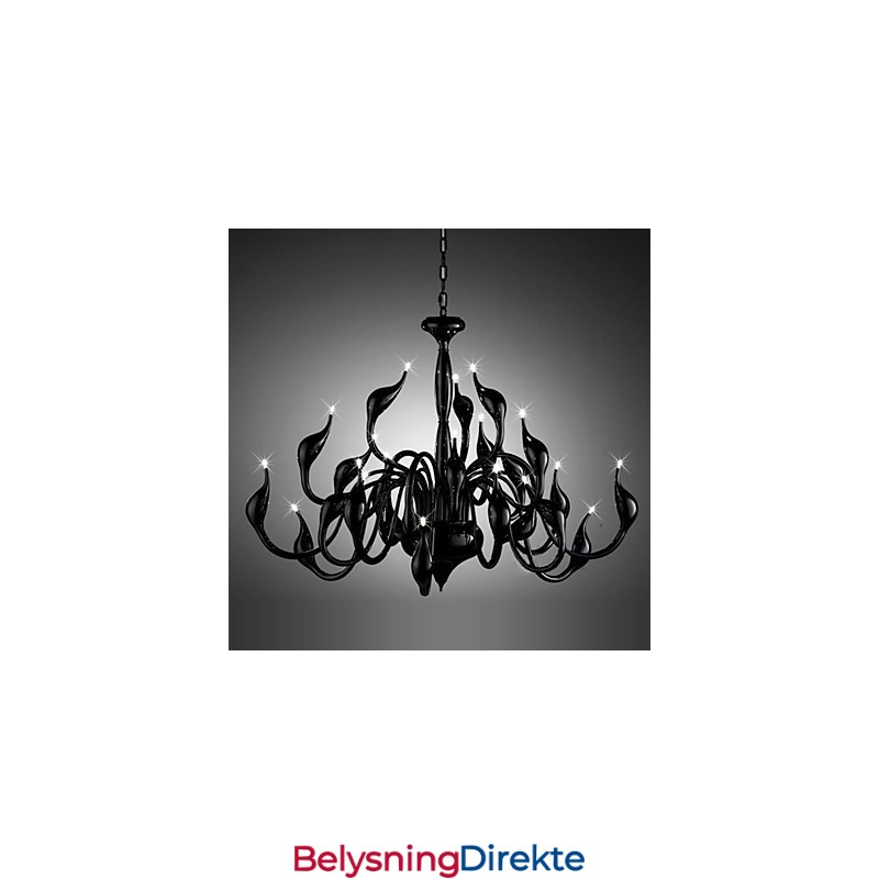 Moderne Lysekrone Med 24 Lys, G4, Svart Maling