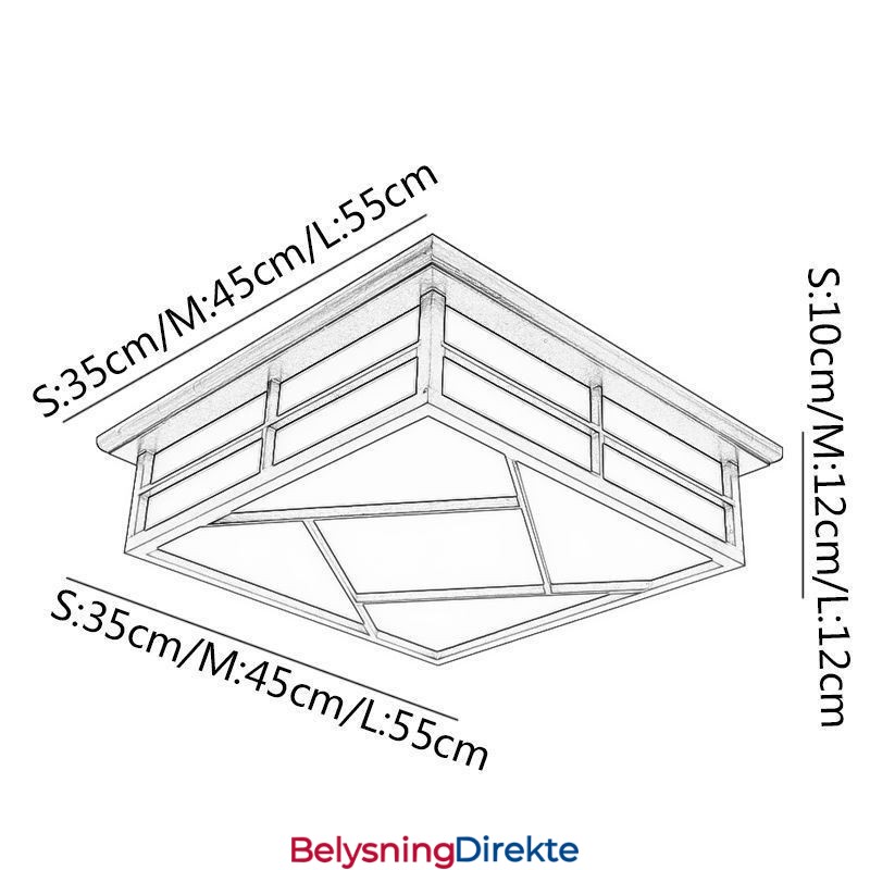 Taklampe I Retrostil, Firkantet, Innfelt