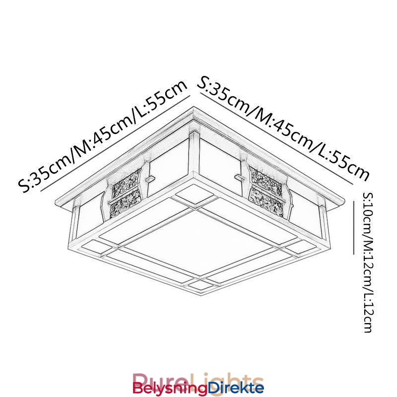 Retro Tre, Firkantet Taklampe Med Innfelt Tak
